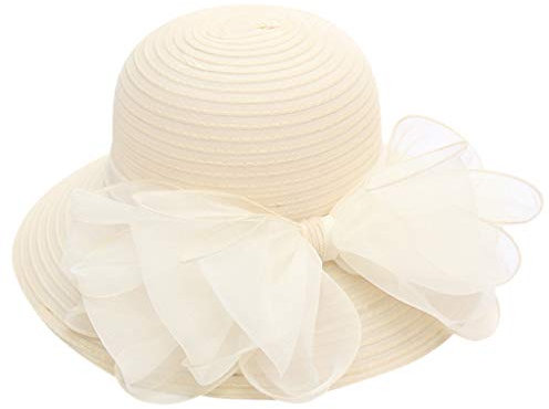 Sonnenhut Damen Mesh Blumen Hut Sommer Hut Faltbarer Elegante Blumen Sonnenhüte Breite Krempe Strandhut Damenhut für Hochzeit Tea Kirche Party Sommerhut Strohhut Strandmütze (A, OneSize)