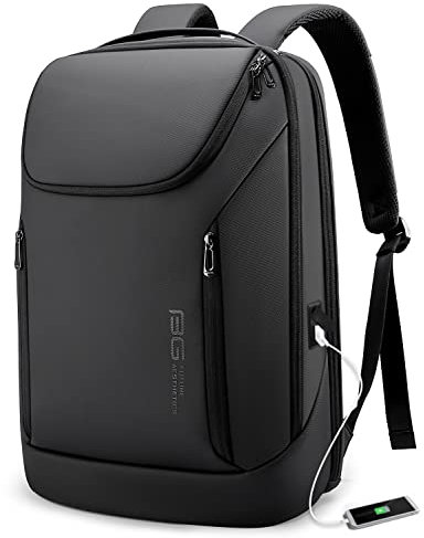 BANGE Business Smart Backpack Waterproof laptop backpack with USB Charging Port,Travel Durable Backpack (BlACK(three Pocket)