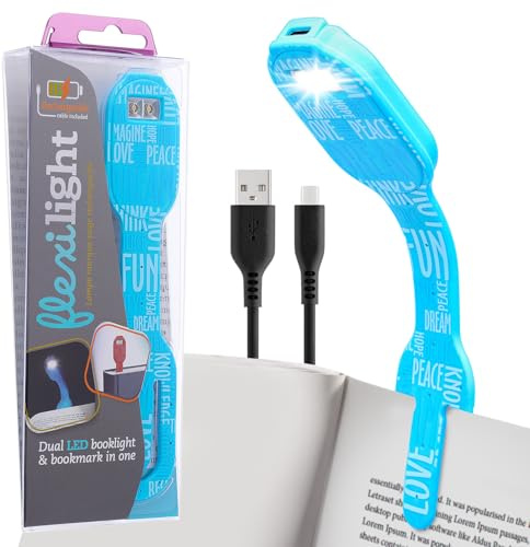 Flexilight wiederaufladbare Leselampe | 2 in 1 Lesezeichen Buch Licht | LED Clip On Leselampe | Kinder und Erwachsene Buchlampe | Buchzubehör | Geschenk für Leser, Buchliebhaber