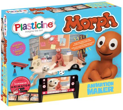 Plasticine Morph Animationsset – Erstelle deine eigenen Morph & Chas Stop-Motion-Filme, inklusive Tischset, Szenenrequisiten, Modelliermasse und kostenloser Aardman Animator App für Kinder ab 5 Jahren