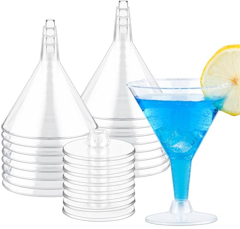 Zezzxu Paquete de 24 vasos de plástico para martini, vasos desechables de plástico transparente de 7 onzas, vasos de cóctel irrompibles y reutilizables para fiesta, margarita, champán, vino
