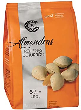 Castillo de Jijona - Almendras Rellenas de Turrón 150gr - Snacks de Turrones - Unidades Individuales - Sabor Auténtico - Calidad Suprema - Receta Artesanal - Fabricado en España (Jijona)