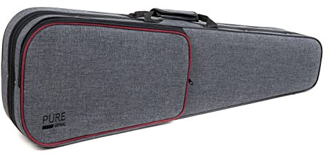 PURE GEWA Violinkoffer in grau mit Rucksackriemen und Tragegriff 3/4
