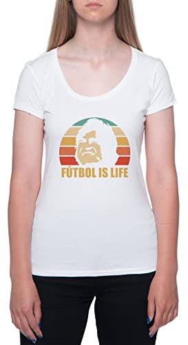 Futbol Is Life Vit T-Shirt Kvinnor Korta ärmar Rund Hals White Womens XL