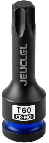 JEUCLEL Chiave a impatto Torx stella a 6 punti T60, presa Torx 1/2 pollice quadrata lunga 3 pollici, adattatore di cacciavite allungato in acciaio Cr-Mo.