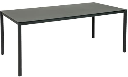 greemotion Tisch Grenada Comfort anthrazit, Esstisch mit Glasplatte im Keramik-Look, Gartentisch mit leichtem Edelstahlgestell, wetterfest und pflegeleicht, Maße ca. 180 x 75 x 90 cm