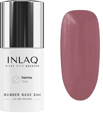 INLAQ® 2in1 Rubber Base Gel UV HEMA Free Blush 6 ml - Gel Nagellack bis zu 95% Deckkraft Base Gel für Nagellack UV - Hardgel für Nägel Basisgel