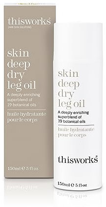 This Works Skin Deep Dry Leg Oil, 150 ml - Body Oil for Dry Skin - Nourishing Body Moisturiser Enriched with 19 Essentials Oils including Sandalwood, Jojoba, Coconut and Rose Oil for a Hydrating Glow