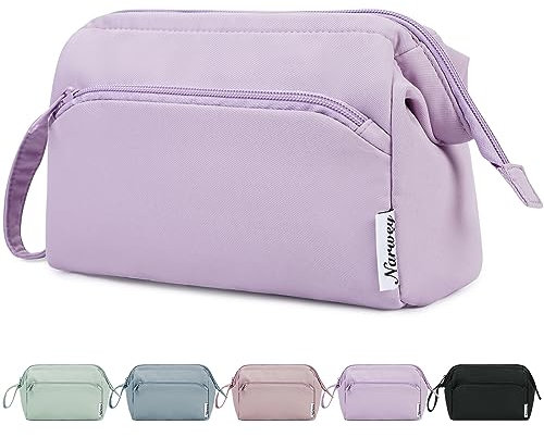 Narwey Kulturtasche Damen Kulturbeutel Kosmetiktasche Schminktasche Reise Make-up-Tasche mit Große Weit Offener Tasche für Damen Frauen(Lila)