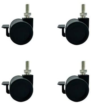 LIKERAINY Ruota Girevole in Nylon con Freno CH2611 Ruota Piroettante con Montaggio a Filetto per Mobile e Armadi Ø 38mm Confezione da 4