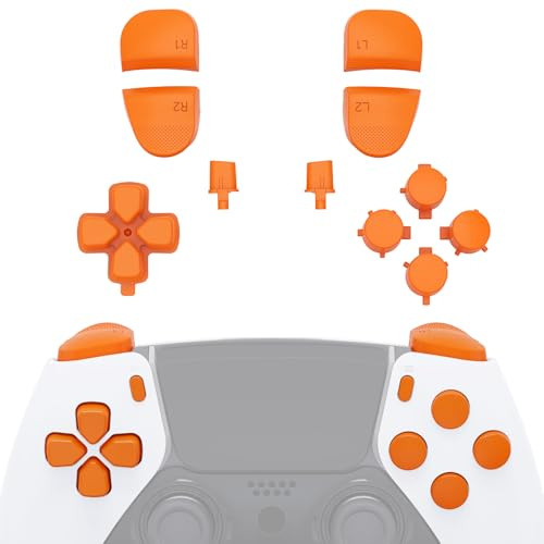 eXtremeRate Boutons de Remplacement pour ps5 Edge Manette | D-Pad Share Options Home Face Boutons R1 L1 R2 L2 Triggers Compatible avec ps5 Edge Controller, Orange Foncé