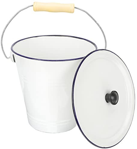 VINTORKY Thickened Enamel Bucket Lid 5.5l Metal Milk Can Heavy Duty Portable Water Storage Container for Kitchen and Household Use