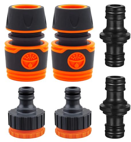 Schlauchkupplun1/2 Zoll, Kupplungs Satz Schlauchkupplung Schlauchverbinder Satz Schlauchkupplung Zubehör Verbindung von Schlauchköpfen und -enden für alle Gartenschlauchgelenke 6 Stück