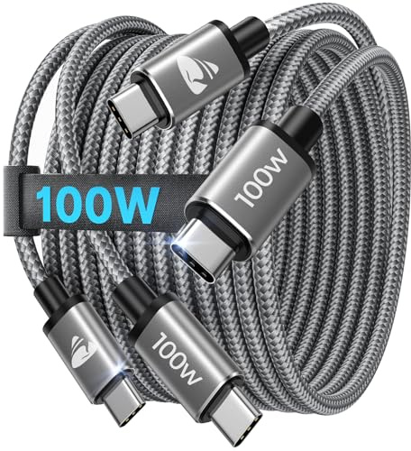 100W Cable USB C vers USB C, [2Pack 1m] PD 5A Câble USBC Charge Rapide Chargeur Type C pour iPhone 17 16 15 Pro Max, Samsung Galaxy S25 S24 S23 Ultra, Pixel 9 Pro, MacBook iPad Air, Switch