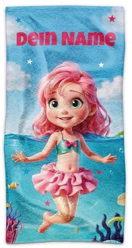 Print Royal PR Kinder-Handtuch mit Name personalisiert - Girl, Geschenk für Mädchen, Schwimmunterricht, Handtuch Personalisieren | 70 x 140 cm