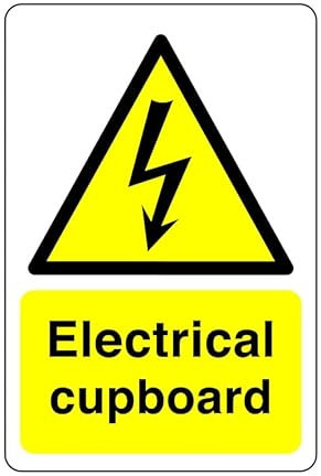 Electrical cupboard sign - 1.2mm Rigid plastic for indoor/outdoor usage (200mm x 150mm) Viewing Distance within 5m.