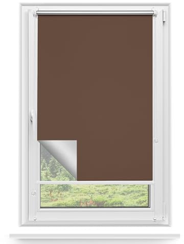 Rettika Verdunkelungsrollo ohne Bohren, für Fenster, Breite 70 cm, Höhe 150 cm, Braun Farbe, Klemmfix Montage, Jalousien Fenster, Fenster rollos für innen, Klemmrollo