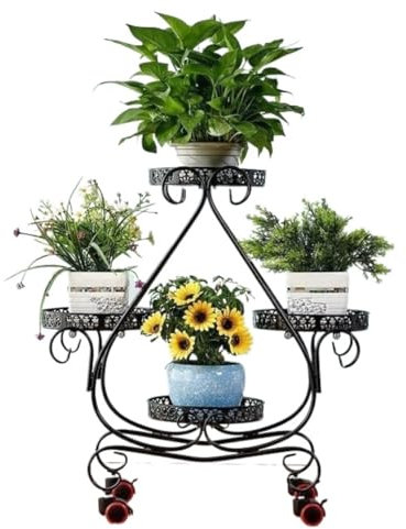 DDNGEJ Pflanzenregal Pflanzenständer Blumenständer Metall Pflanzenständer Outdoor Blumentopfständer Für Zimmerpflanzen Mit Rollen Pflanzenregal Pflanzenregale Blumenhalter