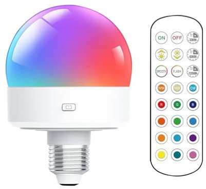 Bombillas recargables con mando a distancia,Bombillas coloridas con control remoto | Bombillas LED de cambio de color,Bombillas magnéticas desmontables, lámpara de dimmer de larga vida útil p