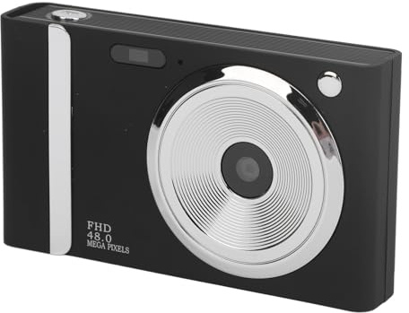 Cámara Digital Compacta de Alta Definición de 48MP, 1080P con Zoom de 16X, Antivibración, Reconocimiento Facial, Filtros Múltiples y Duración Extendida de la Batería (Black)