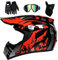 Juventud Niños Casco de Motocross, Cara Completa Fuera de La Carretera MX Moto ATV Scooter Casco, Cuesta Abajo Enduro MTB BMX Dirt Bike Chocar Casco, con Gafas Guantes Mascarilla(Red,S/52-53CM)