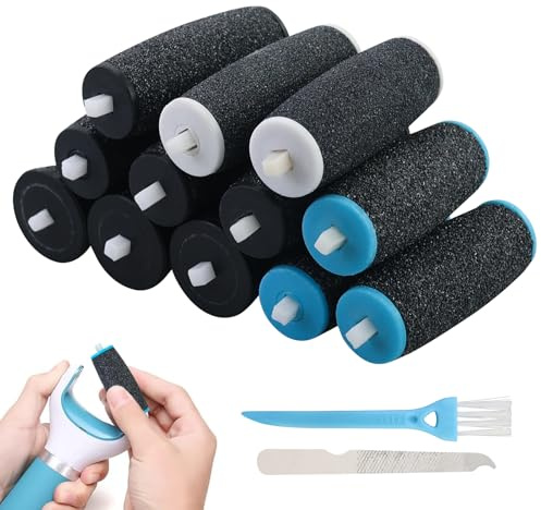 12 Stück Hornhautentferner Ersatzrollen, 3 Arten von Rauheit, Refills for electric foot file, rollers for pedicure, callus remover, Pediküre Fußpflege Set (2 Formen)