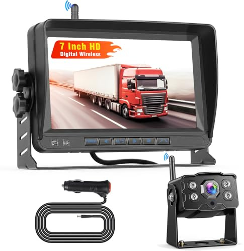 Fuluku Cámara Retroceso Inalámbrica Digital, Pantalla IPS HD 7 Pulgadas | Cámara Visión Trasera IP68 Impermeable, Visión Nocturna, Gran Angular, Kit Completo para Coche, SUV, Vehículos Comerciales
