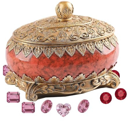 Antike Schmuckschatulle - Vintage-Schmuckkästchen, europäische Andenkenbox | Ausgefallene ovale Schmuckschatulle für Damen | Ehering-Etui, goldener Vintage-Schmuck-Organizer für Ohrringe, Halsketten