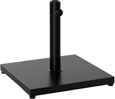 Outsunny Pied de Parasol carré, Socle Parasol extérieur, pour mât de Ø 35,38 et 48 mm, Poids Net 18 Kg, Base de Parasol en métal et Ciment pour Jardin Patio terrasse, Noir