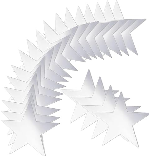 100 Stück 15cm Star Cutouts, Basicon Doppelt bedruckte hängende Papiersterndekorationen Papier Sterne Große Goldene Stern Dekorationen Für Schwarzes Brett Klassenzimmer Wand Party(Silber)