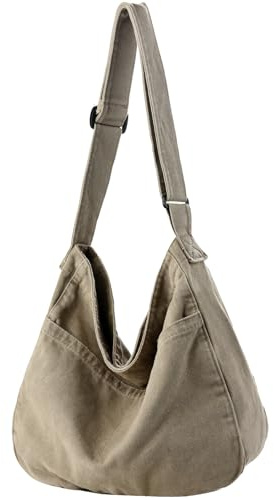 DAINAOTM Borsa hobo a tracolla in tela, casual, per donne e uomini, grande borsa messenger da viaggio e da lavoro