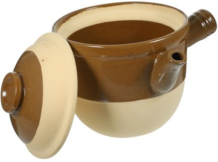 Holibanna Cazuela Pequeña De Barro Para Guisar 2 Litros, Olla De Barro China Resistente Al Fuego, Apta Para Cocina a Gas, Tradicional Para Medicina y Sopas, Cazuela Para Estufa De Uso Doméstico