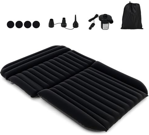 SOARS Matelas Voiture Gonflable 190 X 130 X 15 CM, avec Pompe (Noir) | Lit Gonflable pour Voiture avec 3 Buses, Sac de Transport, Matelas Gonflable pour Siège Arrière SUV, Camion, Camping, Maison