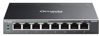 TP-Link Omada Switch PoE Gigabit Manageable 8 Ports RJ45, ES208GP | Gestion centralisée via l'application Omada, Ports PoE+, Plug & Play, Compatible avec PC TV Caméra Routeur, Idéal pour PME