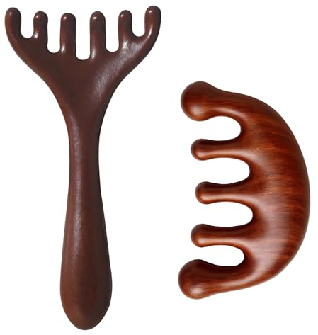 2 Pcs Wooden Scalp Massager, Wooden Comb for Hair Women, Hair Comb Set for Head Massage and Hair Care, Natural Wood Scalp Massager for Relaxation and Stress Relief