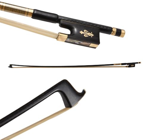 Taruor Well Balanced Carbon Fiber Round Stick Violin Bow with Ebony Frog for 4/4 Violin, Horsetail Hair, Making Nice Sound While Playing the, Fit: /, Bow Length: 74.5cm
