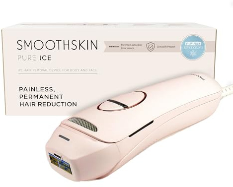 Smoothskin Pure Ice IPL Hair Removal with Sapphire Pro Ice Cooling & ThermoSense Technology in Soft Pink, Alternative to Laser, for Body, Face, Bikini, Corded