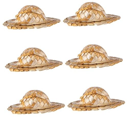 INOOMP 6 pièces Mini Chapeaux de Paille Décoration Cocktail pour Verres Ornement Bar et Topper Verre Accessoires Festifs pour Anniversaire Mariage Shower