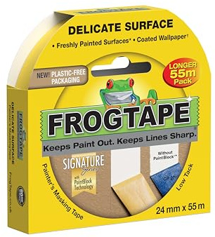Frog Tape Yellow Delicate Surface Painters Masking Tape 24mm x 55m. Indoor painting and decorating for sharp lines and no paint bleed