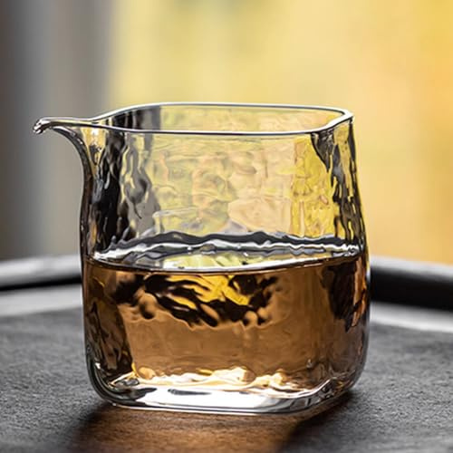LEEDJUINE Taza transparente de cristal cuadrado de 220 ml, juego de té chino Kung Fu dispensador de té resistente al calor
