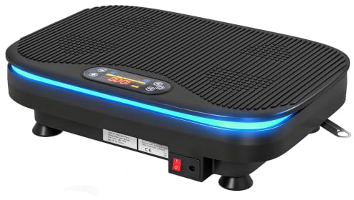 SPORTNOW Plataforma Vibratoria, 99 Velocidades, 3 Programas, Plataforma Vibración Muscular con Altavoz Bluetooth, Pantalla LED, Luces, Mando a Distancia, Bandas Elásticas, para Hacer Ejercicio en Casa