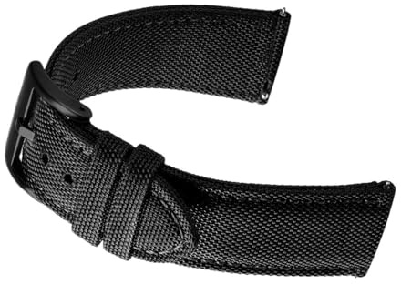Bracelet de montre en toile de voile, bracelet en nylon double face, 20 mm ou 22 mm, bracelet sport à dégagement rapide for homme(Black,22mm)