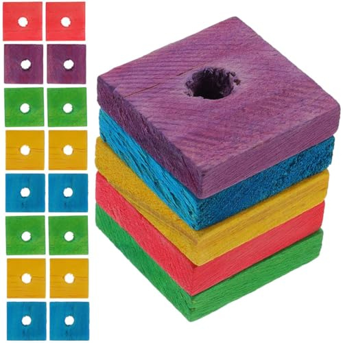 Abaodam 50pcs Parrot Toys Wooden Chip DIY Bird Chewing Toys for Parrots for Bird Cage and Teeth Grinding Plaything