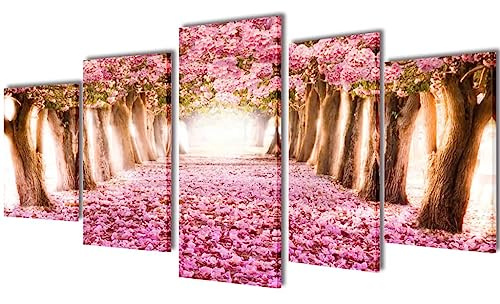 Genérico Set Decorativo de lienzos para Pared Flores de Cerezo 100 x 50 cm