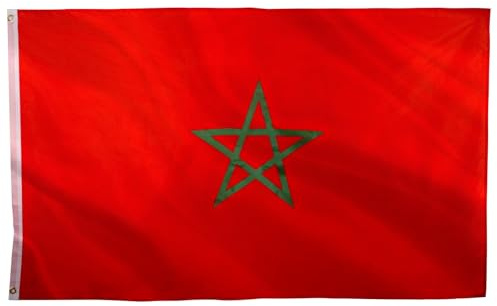 Bandiera resistente con 2 occhielli in metallo, per interni ed esterni, colorata, decorata per eventi sportivi, feste, sfilate (Marocco)