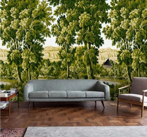 XLMING Rétro Tridimensionnel Vert Jungle Rivière 3D Papier Peint Premium Texturé Soie Bureau Salle à Manger Salon Chambre Coucher Canapé TV Mur-200cm×140cm