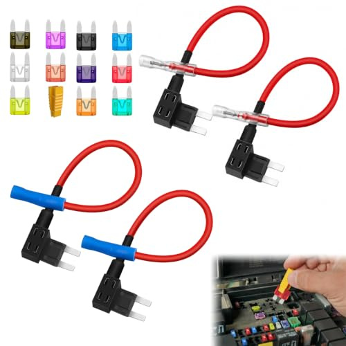 Stromdieb 16pcs KFZ Sicherungshalter 12V Flachsicherungsadapter Add A Circuit Piggyback Sicherung Adapter Set für Auto PKW LKW Motorrad Wohnmobil, Zuverlässiger Stromkreisschutz, Einfache Montage