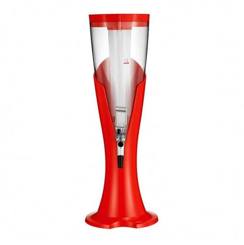 HuadaXtai Distributeur de Bière Colonne Tireuse Fontaine Pichet avec Réfrigération par Colonne de Glace et Led Nettoyage Facile Démontable 51cm 15L Adapté aux, Rouge, Rouge