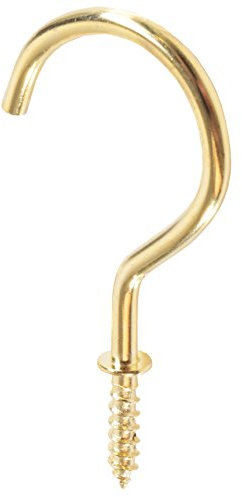White Hinge 10x Large Polished Brass Cup Hooks 50mm | Kitchen Hooks