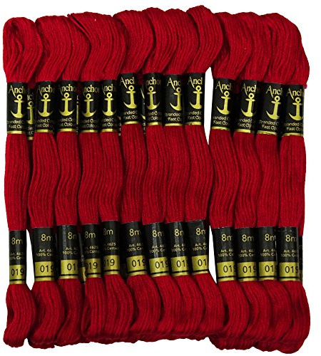 Anchor Cross Stitch Hand Embroidery Thread Stranded Cotton Craft Sewing Floss 25 Skeins-Ruby Red